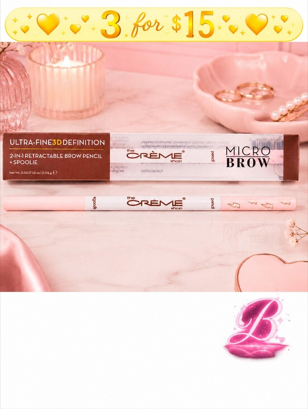 3/$15 The Crème Shop Micro Brow Pencil & Spooley - Dark Brown